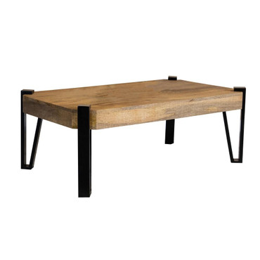 Winston Wooden Rectangular Top Coffee Table Natural and Matte Black / CS-724118