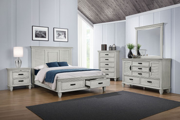 Franco 5-piece Eastern King Bedroom Set Distressed White / CS-205330KE-S5