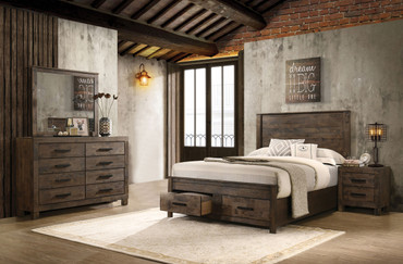 Woodmont 4-piece Queen Bedroom Set Rustic Golden Brown / CS-222631Q-S4