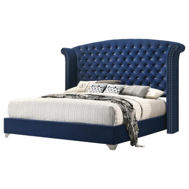 Melody Upholstered Eastern King Wingback Bed Pacific Blue / CS-223371KE