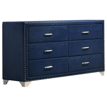 Melody 6-drawer Upholstered Dresser Pacific Blue / CS-223373