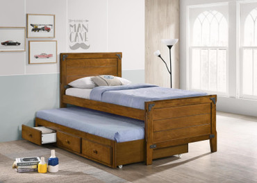 Granger Wood Twin Storage Captains Bed Rustic Honey / CS-461371T