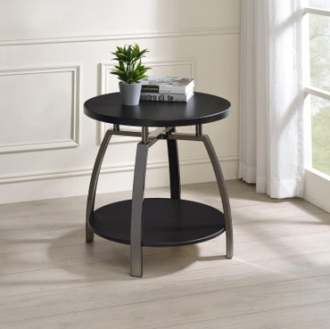 Dacre Round End Table Dark Grey and Black Nickel / CS-722207