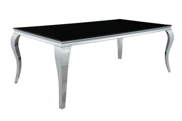Carone Rectangular Glass Top Dining Table Black and Chrome / CS-115071