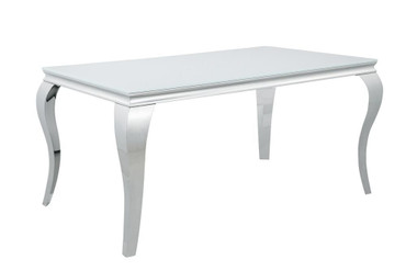 Carone Rectangular Glass Top Dining Table White and Chrome / CS-115091