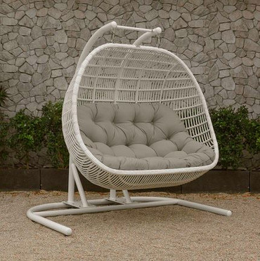 Renava San Juan Outdoor White & Beige Hanging Chair / VGATRAHM-026-BEG