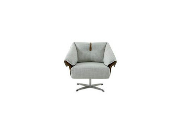Modrest Ohio - Swivel Grey and Camel Fabric Accent Chair / VGOD-ZW-21094-CML-CH