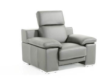 Estro Salotti Evergreen Modern Stone Grey Italian Leather Chair / VGNT-EVERGREEN-SGRY-CH