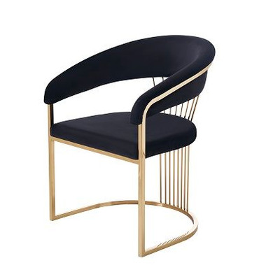 Modrest Linda - Modern Black Velvet and Gold Dining Chair / VGZA-Y429-BLK-DC