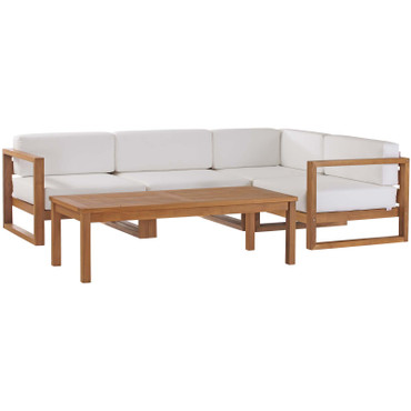 Upland Outdoor Patio Teak Wood 5-Piece Sectional Sofa Set / EEI-4619