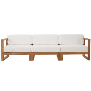 Upland Outdoor Patio Teak Wood 3-Piece Sectional Sofa Set / EEI-4254