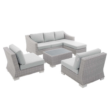 Conway Sunbrella® Outdoor Patio Wicker Rattan 5-Piece Furniture Set / EEI-4361