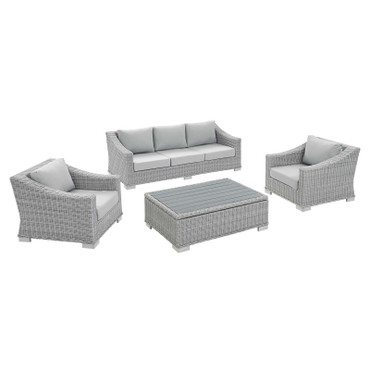 Conway Sunbrella® Outdoor Patio Wicker Rattan 4-Piece Furniture Set / EEI-4359