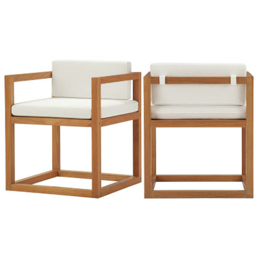 Newbury Outdoor Patio Premium Grade A Teak Wood Accent Armchair Set of 2 / EEI-4029