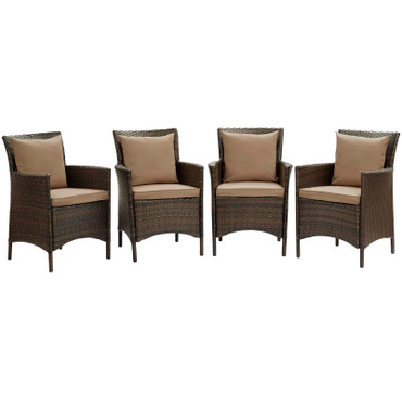 Conduit Outdoor Patio Wicker Rattan Dining Armchair Set of 4 / EEI-4031