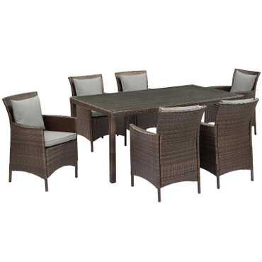 Conduit 7 Piece Outdoor Patio Wicker Rattan Dining Set / EEI-4032