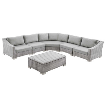 Conway Outdoor Patio Wicker Rattan 6-Piece Sectional Sofa Furniture Set / EEI-5094