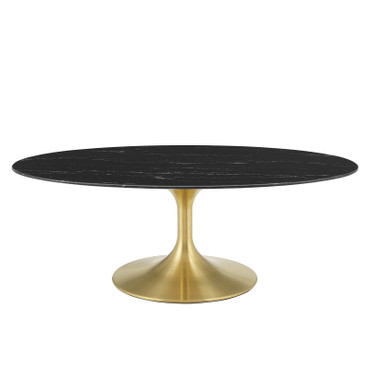 Lippa 48" Oval Artificial Marble Coffee Table / EEI-5523