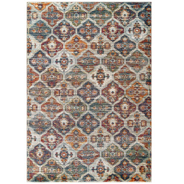 Tribute Azalea Distressed Vintage Floral Lattice 5x8 Area Rug / R-1185-58