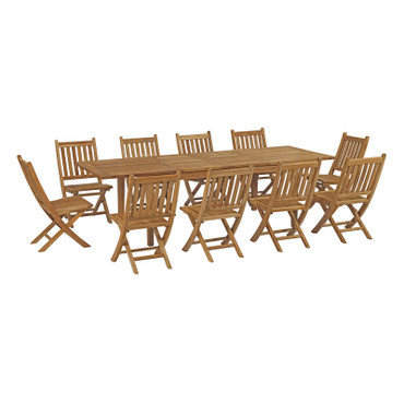 Marina 11 Piece Outdoor Patio Teak Dining Set / EEI-3284