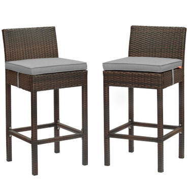 Conduit Bar Stool Outdoor Patio Wicker Rattan Set of 2 / EEI-3603