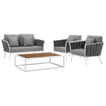 Stance 4 Piece Outdoor Patio Aluminum Sectional Sofa Set / EEI-3172