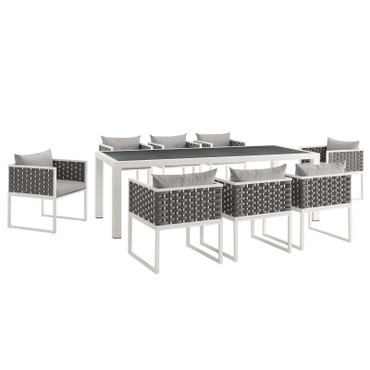 Stance 9 Piece Outdoor Patio Aluminum Dining Set / EEI-3186