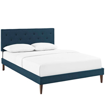 Tarah King Fabric Platform Bed with Squared Tapered Legs / MOD-5989