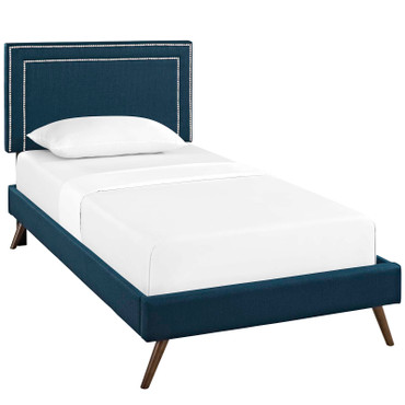 Virginia Twin Fabric Platform Bed with Round Splayed Legs / MOD-5911