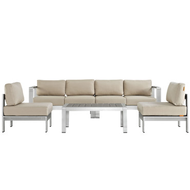 Shore 5 Piece Outdoor Patio Aluminum Sectional Sofa Set / EEI-2564