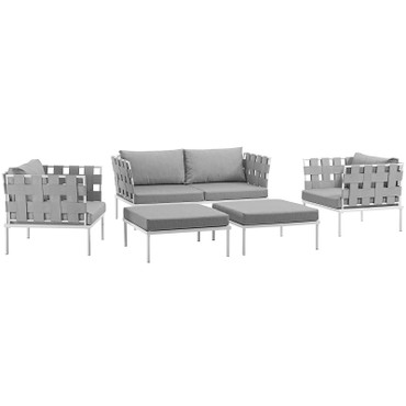 Harmony 5 Piece Outdoor Patio Aluminum Sectional Sofa Set / EEI-2621