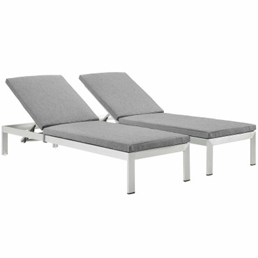 Shore Outdoor Patio Aluminum Chaise with Cushions Set of 2 / EEI-2737