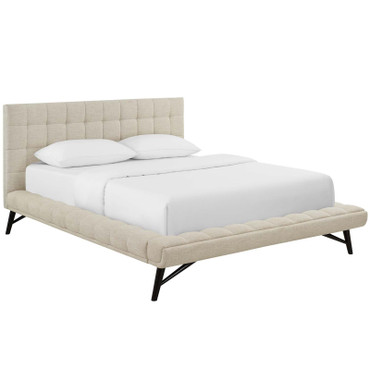 Julia Queen Biscuit Tufted Upholstered Fabric Platform Bed / MOD-6007