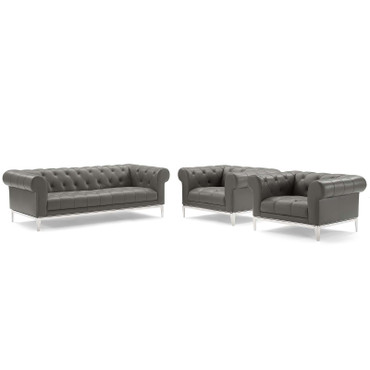 Idyll Tufted Upholstered Leather 3 Piece Set / EEI-4192