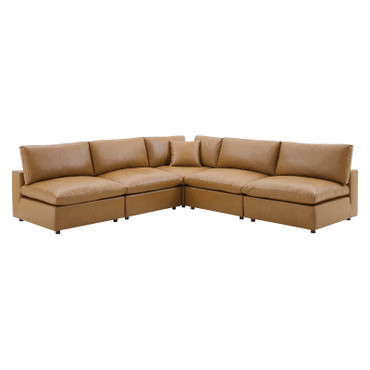 Commix Down Filled Overstuffed Vegan Leather 5-Piece Sectional Sofa / EEI-4919
