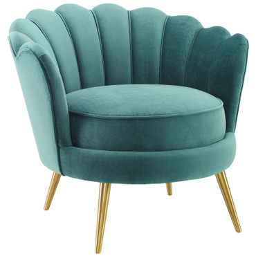 Admire Scalloped Edge Performance Velvet Accent Armchair / EEI-3410