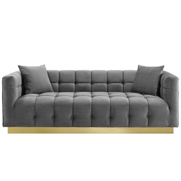 Vivacious Biscuit Tufted Performance Velvet Sofa / EEI-3409