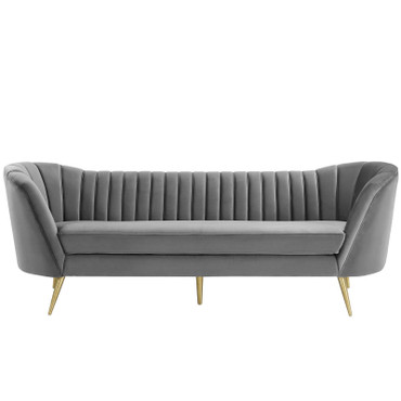 Opportunity Vertical Channel Tufted Curved Performance Velvet Sofa / EEI-3453