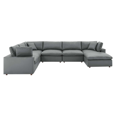 Commix Down Filled Overstuffed Vegan Leather 7-Piece Sectional Sofa / EEI-4922