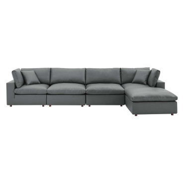 Commix Down Filled Overstuffed Vegan Leather 5-Piece Sectional Sofa / EEI-4917