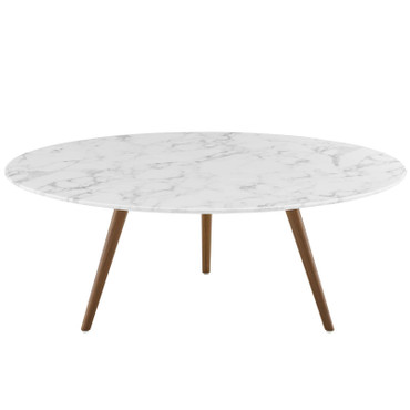 Lippa 40" Round Artificial Marble Coffee Table with Tripod Base / EEI-3668