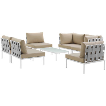 Harmony 7 Piece Outdoor Patio Aluminum Sectional Sofa Set / EEI-2617