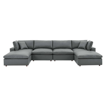 Commix 6-Piece Down Filled Overstuffed Vegan Leather Sectional Sofa / EEI-4918