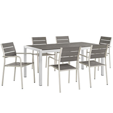 Shore 7 Piece Outdoor Patio Aluminum Dining Set / EEI-2484