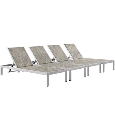 Shore Outdoor Patio Aluminum Chaise Set of 4 / EEI-2478