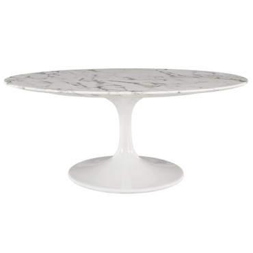 Lippa 42" Oval Artificial Marble Coffee Table / EEI-1140