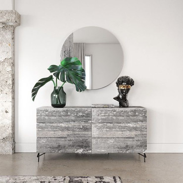 Nova Domus Aria - Italian Modern Multi Grey with texture Round Mirror / VGAC-ARIA-M