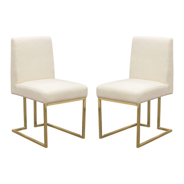 Set of (2) Skyline Dining Chairs in Cream Fabric w/ Polished Gold Metal Frame / SKYLINEDCCM2PK