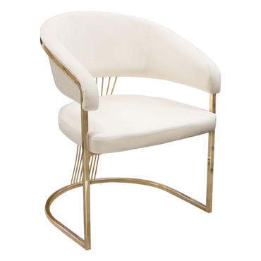 Solstice Dining Chair in Cream Velvet w/ Polished Gold Metal Frame / SOLSTICEDCCM1PK