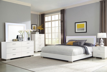 Felicity 5-piece Eastern King Bedroom Set White High Gloss / CS-203500KE-S5L